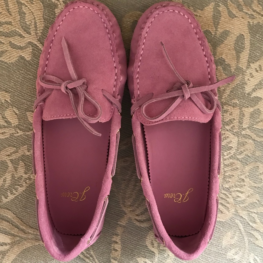 New In Box J. Crew Suede Pink Moccasins - Picture 2 of 4